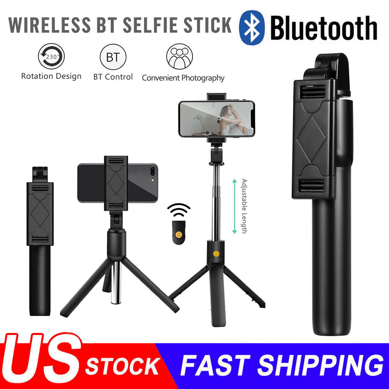 3-in-1 Foldable Bluetooth Selfie Stick Tripod with Remote – Universal Phone Holder